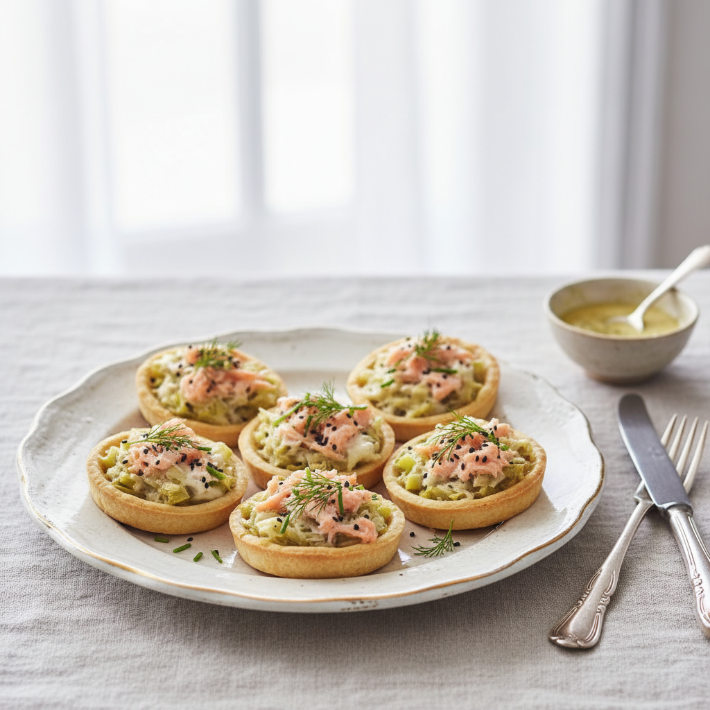 Photo de Recette des tartelettes salées aux poireaux et saumon