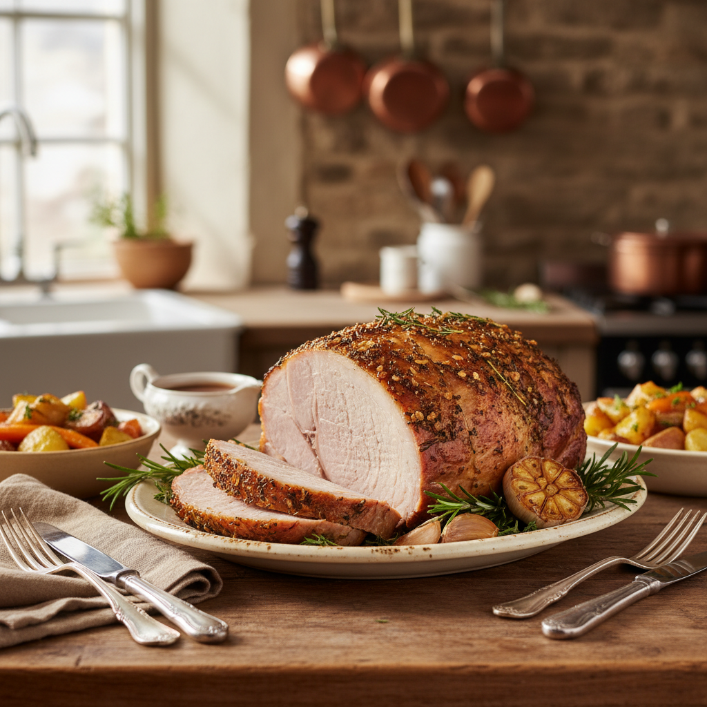 Photo de Recette de rôti de porc au four juteux et parfumé