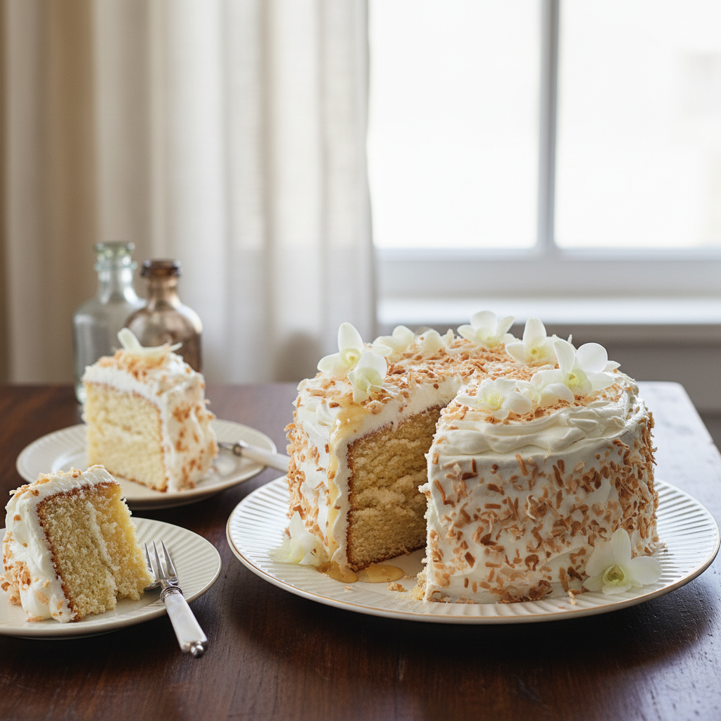 Photo de Recette de gâteau à la noix de coco moelleux et parfumé