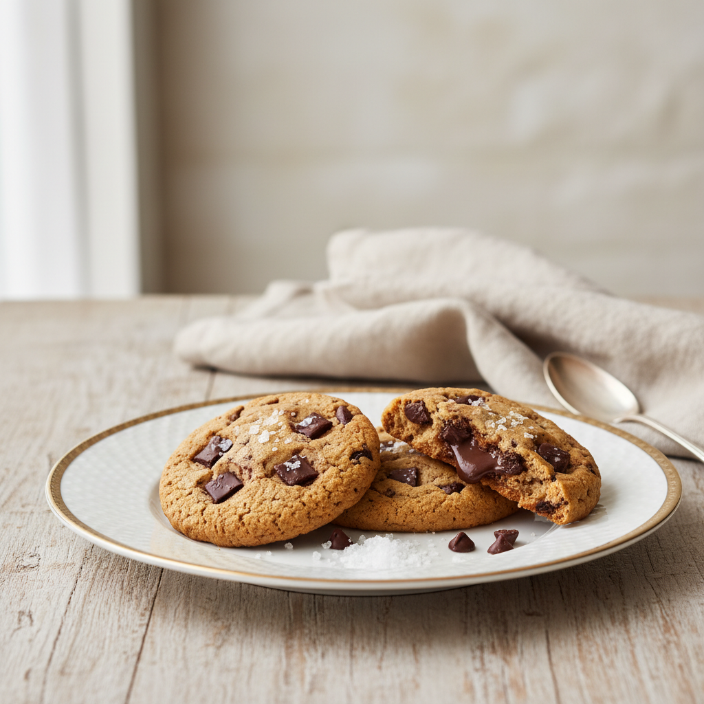 Photo de Recette des cookies aux pépites de chocolat et fleur de sel