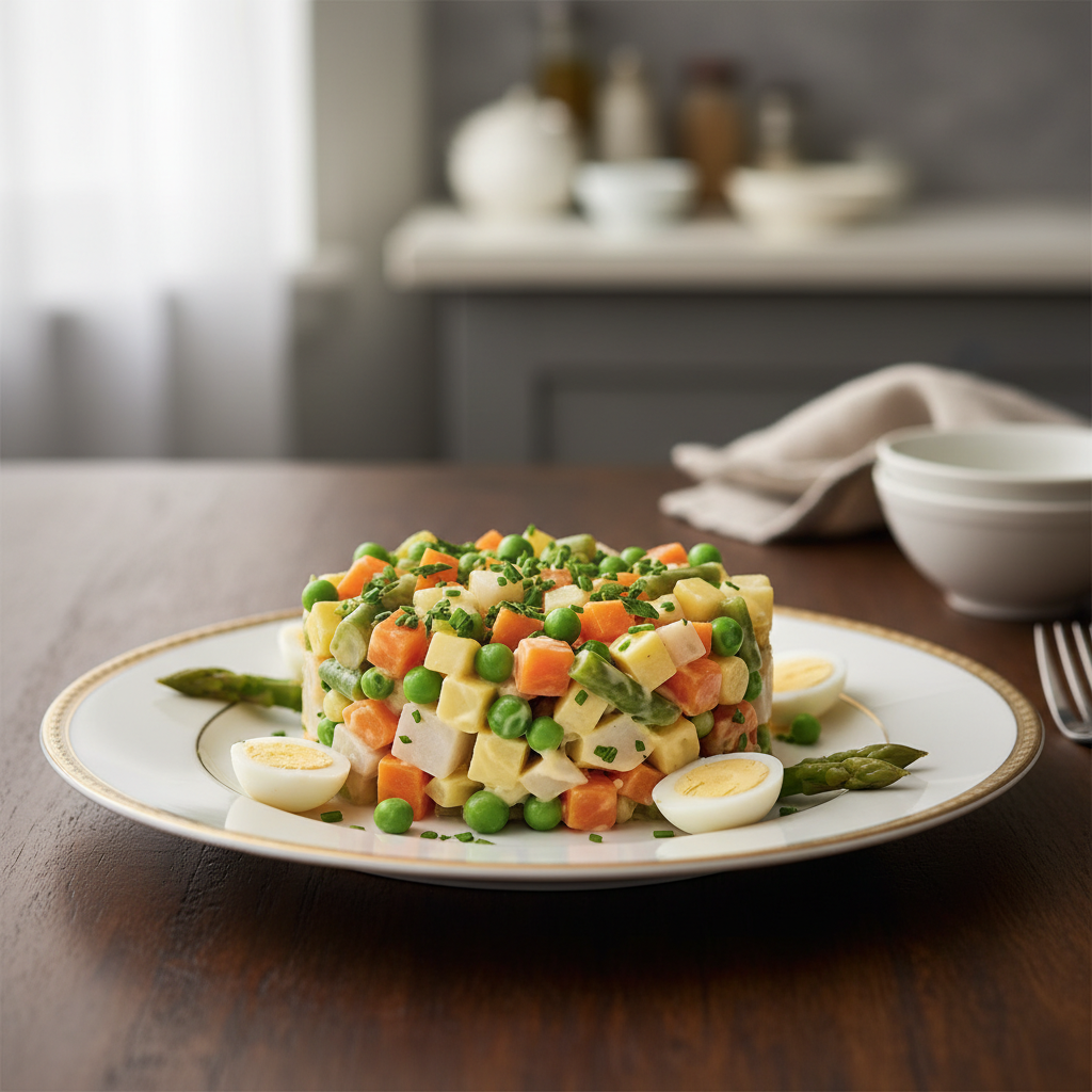 Photo de Recette de macédoine de légumes à la parisienne avec viande