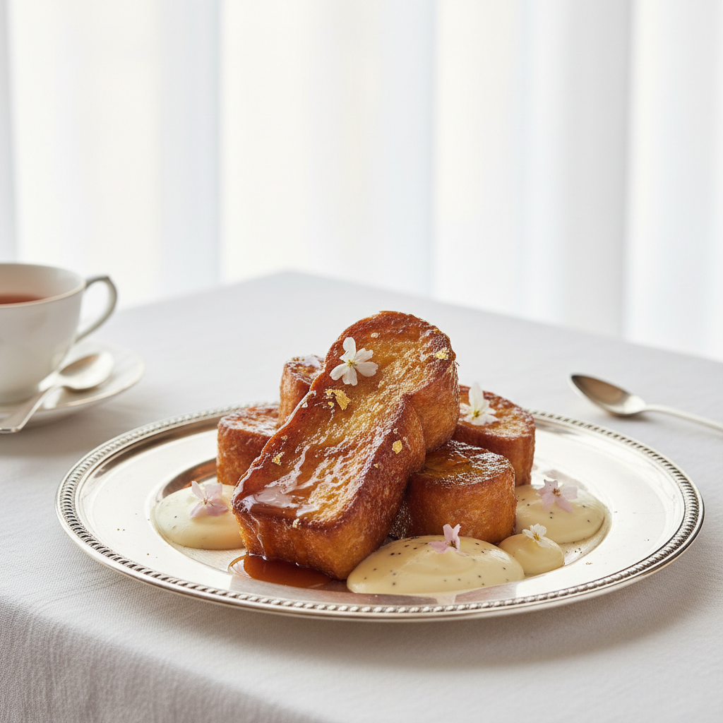 Photo de Recette de pain perdu brioché caramélisé et vanillé