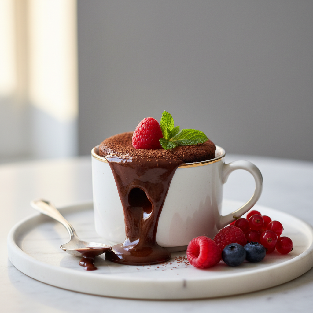 Photo de Recette du mug cake au chocolat cœur fondant