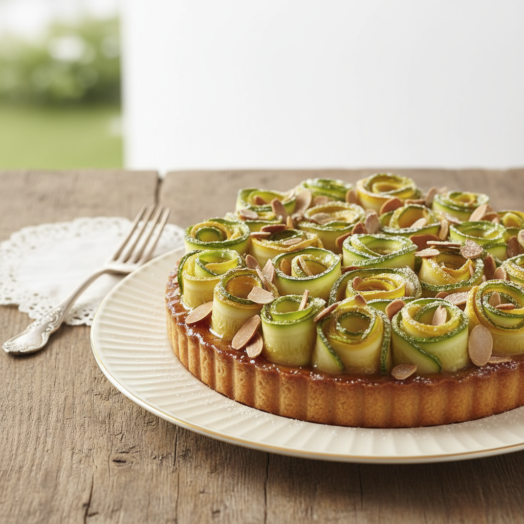 Photo de Recette de tarte sucrée aux courgettes et amandes