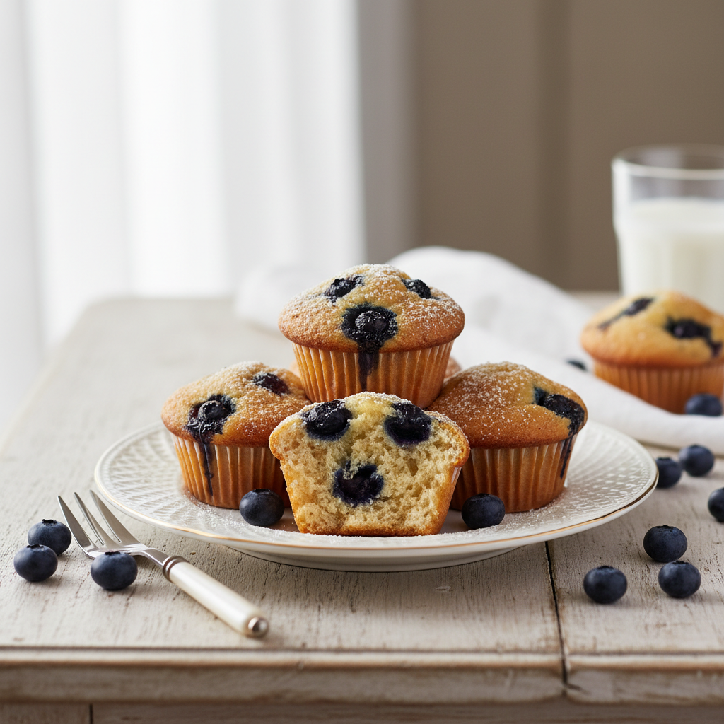 Photo de Recette de muffins aux myrtilles extra moelleux
