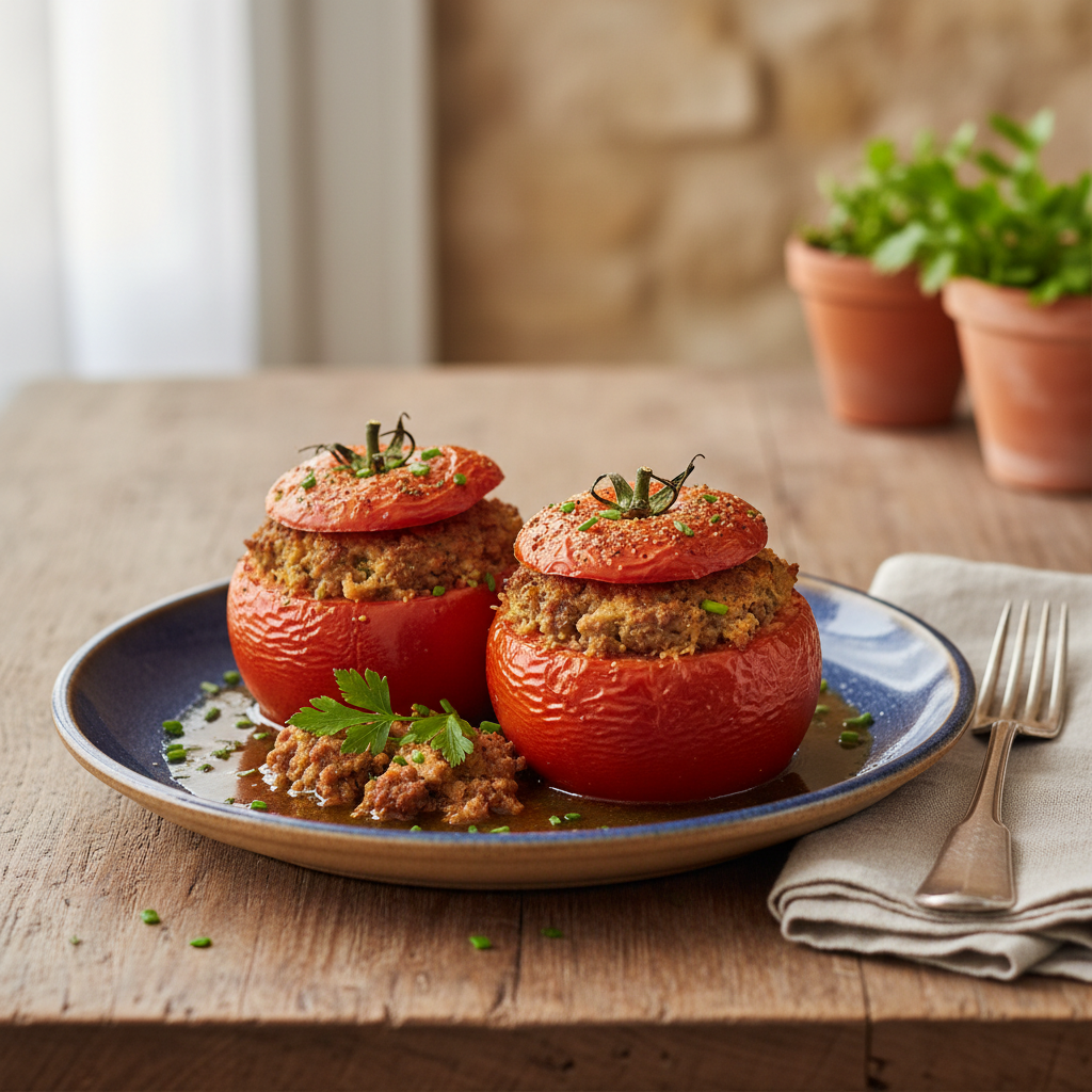Photo de Recette des tomates farcies à l'ancienne au four