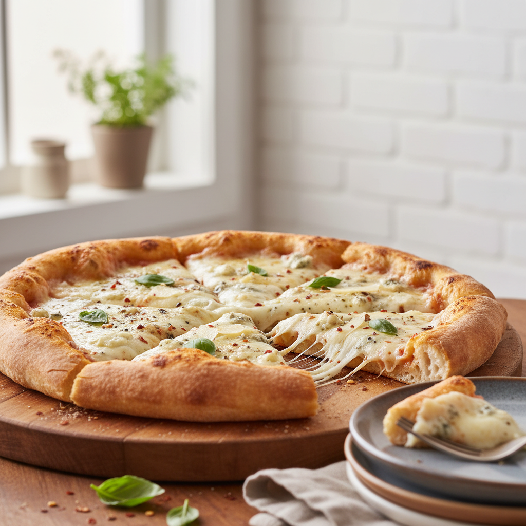 Photo de Recette de pizza 4 fromages croustillante et fondante