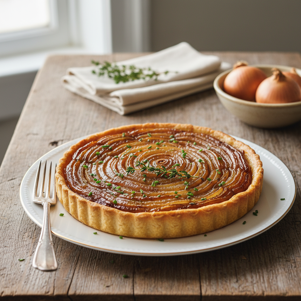 Photo de Recette de tarte aux oignons fondante et caramélisée
