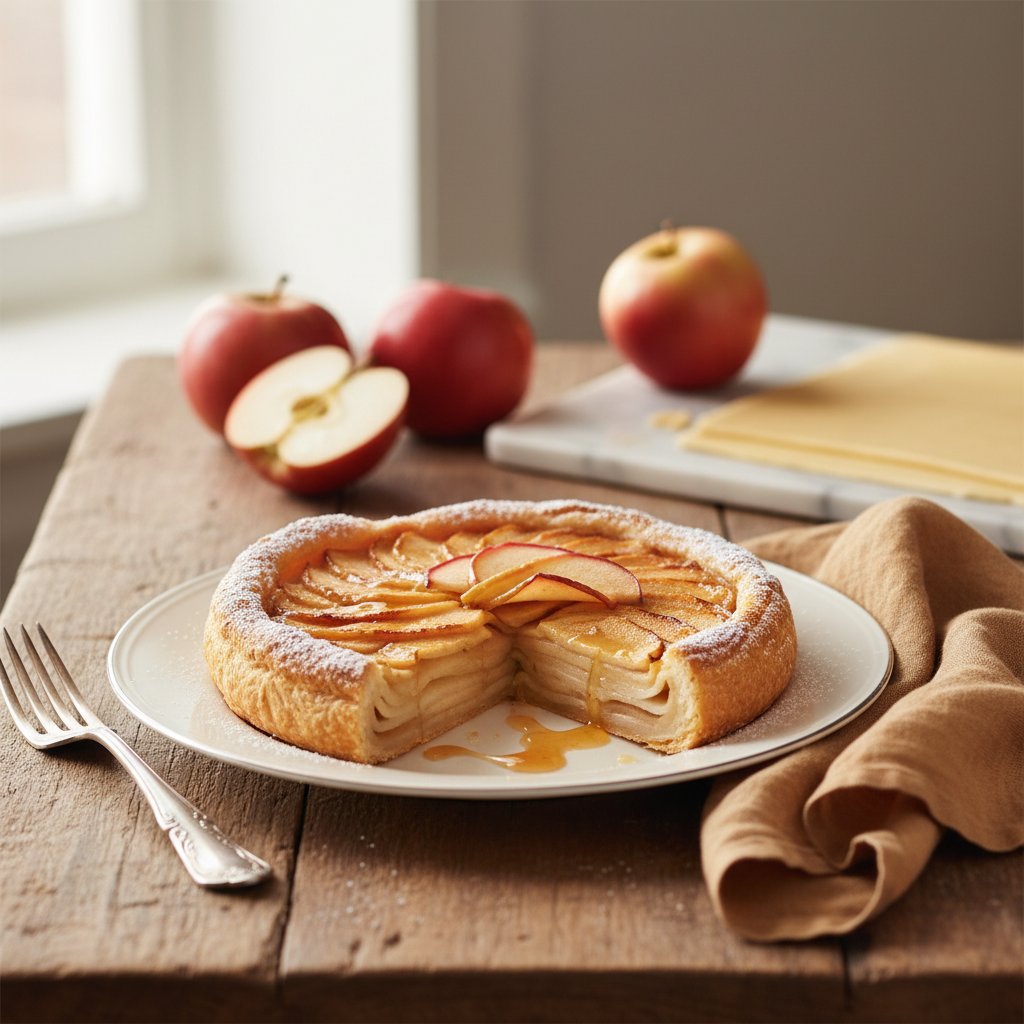 Photo de Recette de la tarte aux pommes fine et croustillante
