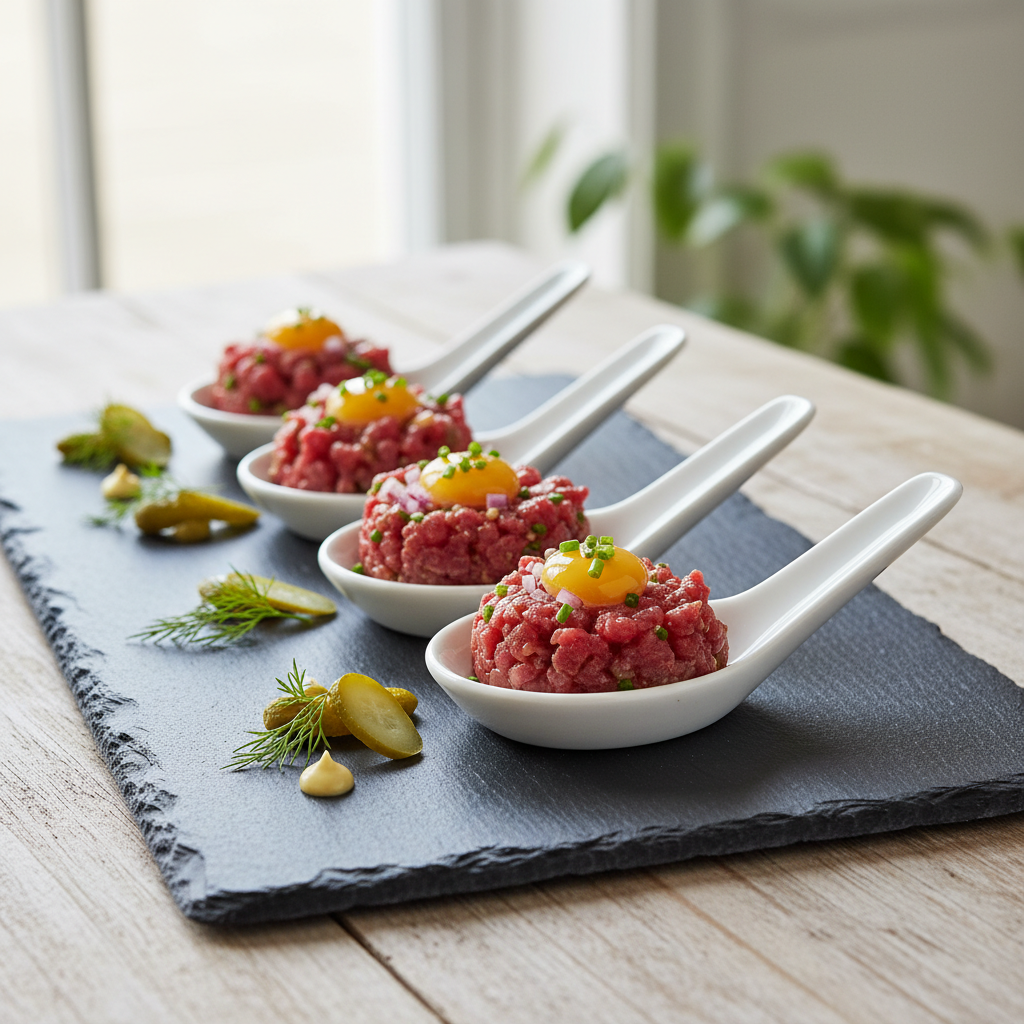 Photo de Recette de tartare de boeuf en cuillères apéritives