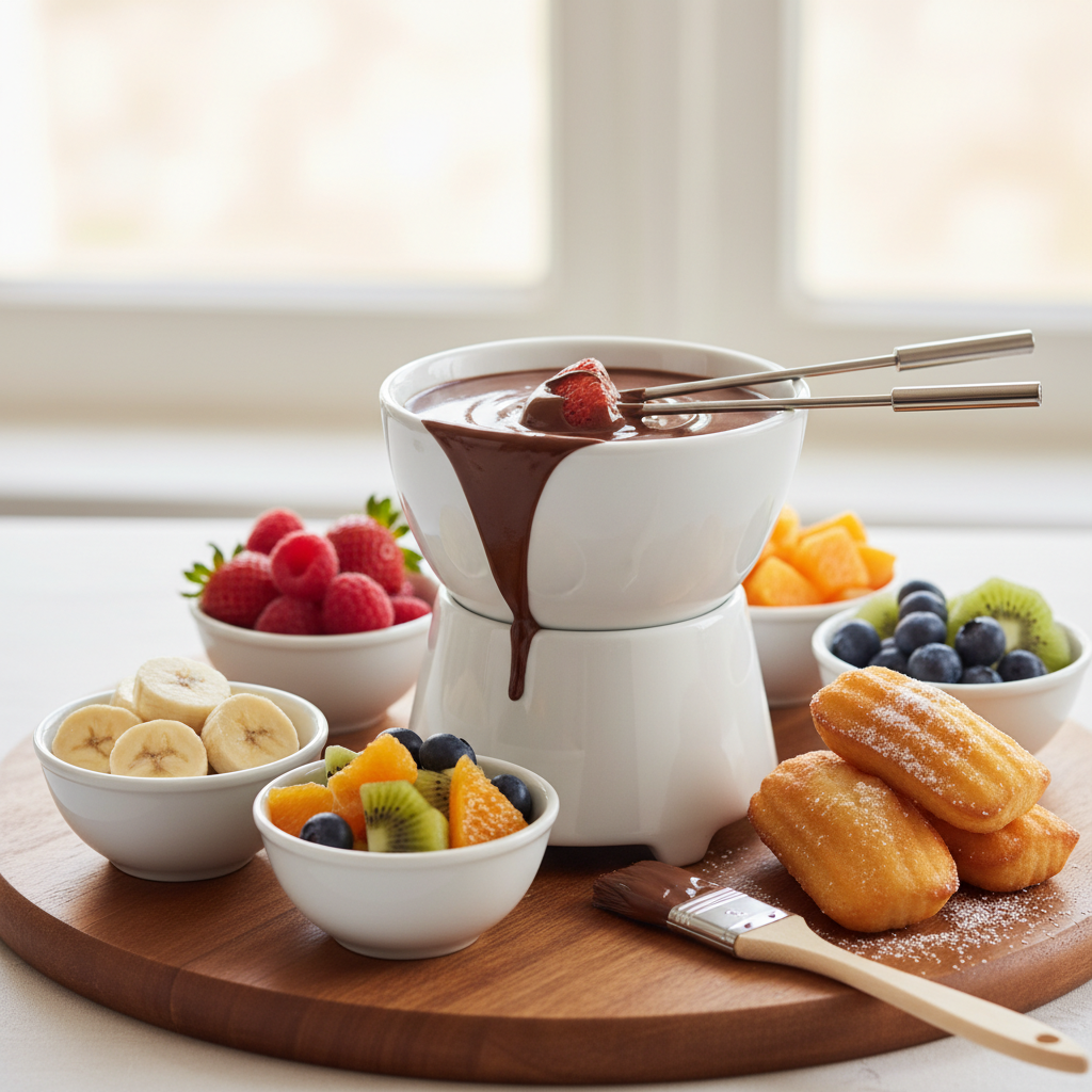 Photo de Recette de fondue au chocolat onctueuse et ses fruits