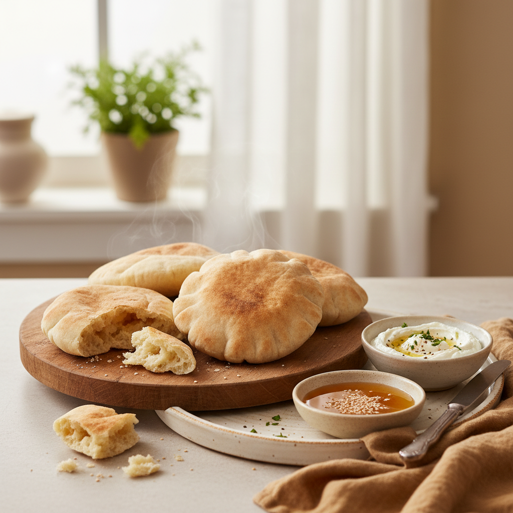 Photo de Recette de pain pita gonflé et extra moelleux