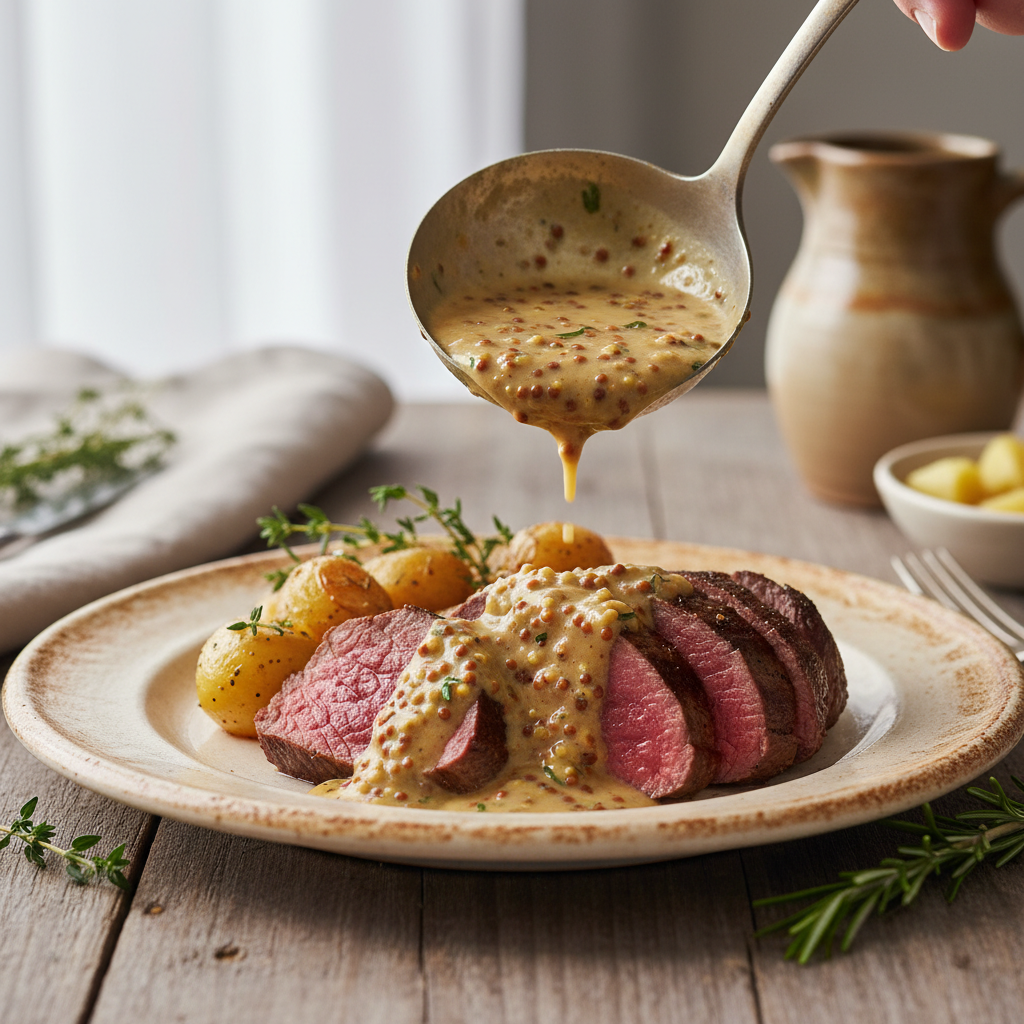 Photo de Recette du filet mignon à la crème et moutarde à l'ancienne