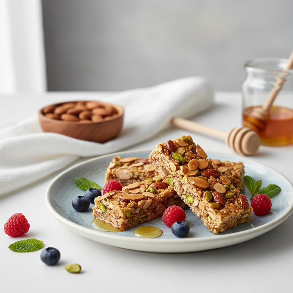 Photo de Recette de barres de céréales healthy aux amandes et miel