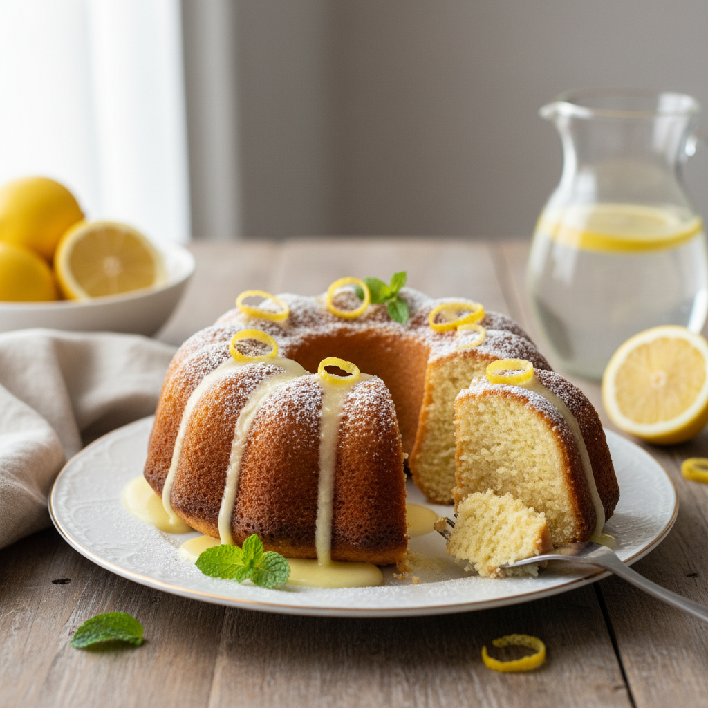 Photo de Recette de gâteau au yaourt moelleux et parfumé au citron