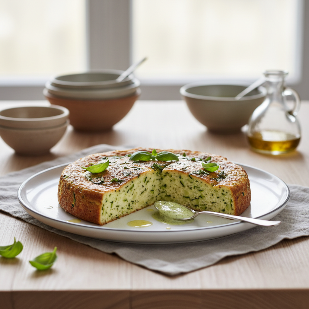 Photo de Recette de flan de courgettes léger et sa pointe de basilic