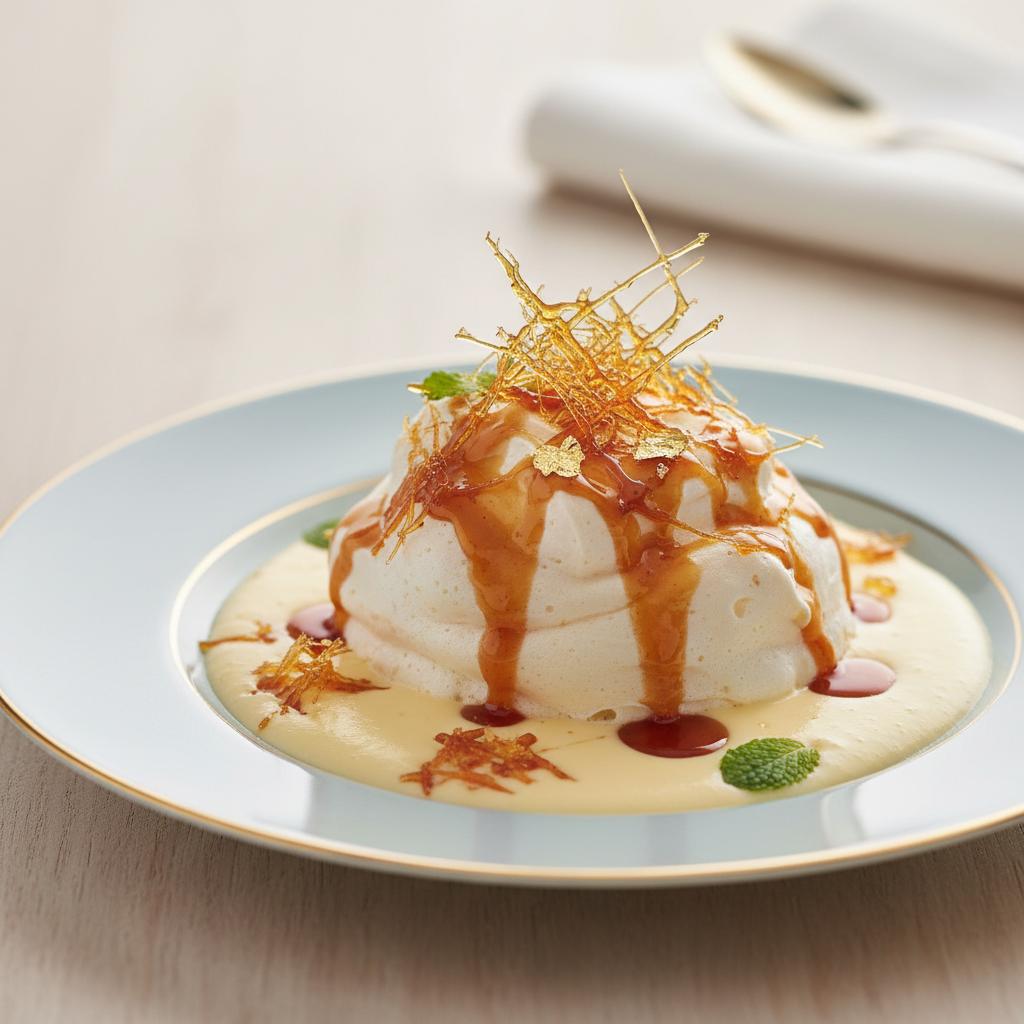 Photo de Recette de l'île flottante onctueuse et son caramel croquant