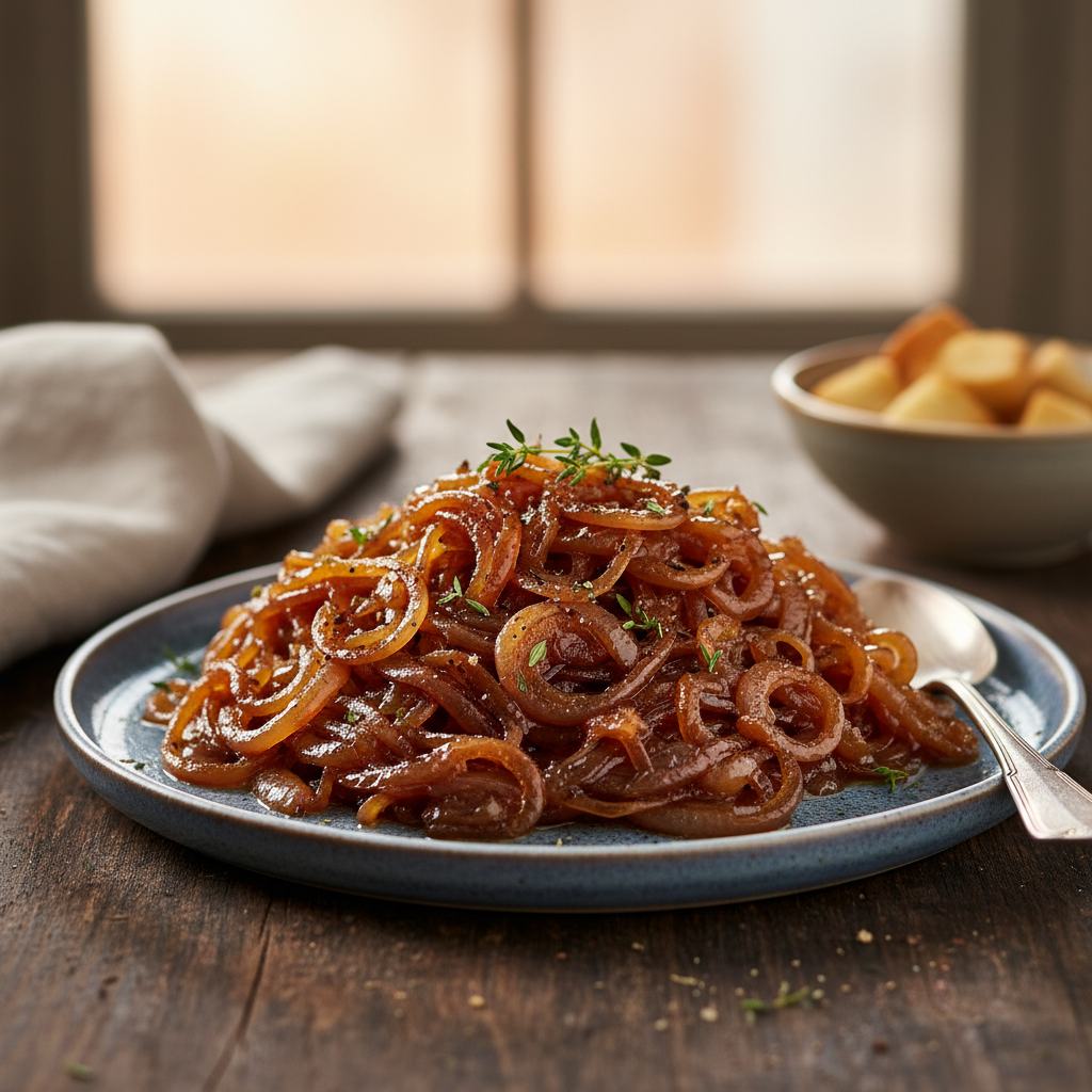 Photo de Recette du confit d'oignons maison fondant et caramélisé