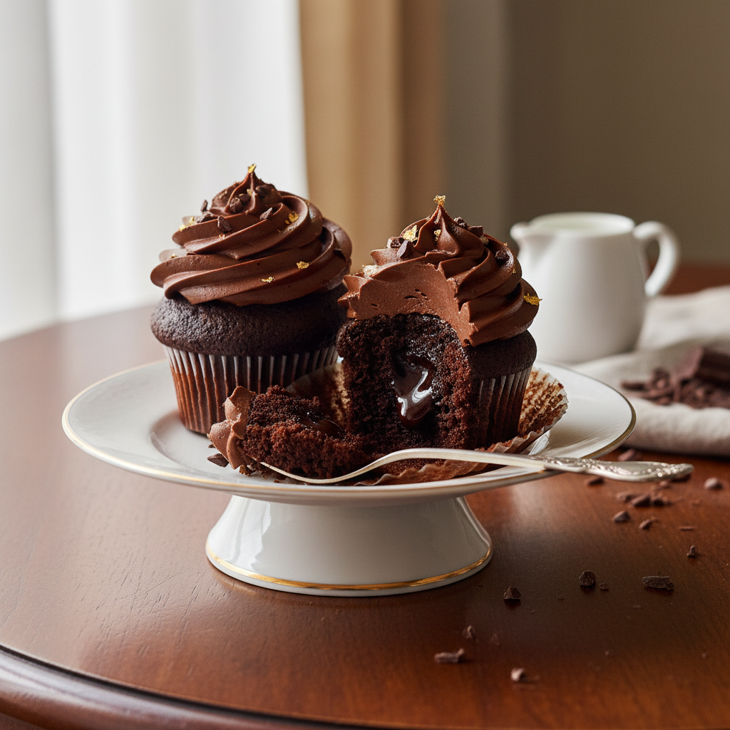 Photo de Recette du cupcake au chocolat intense et son glaçage soyeux