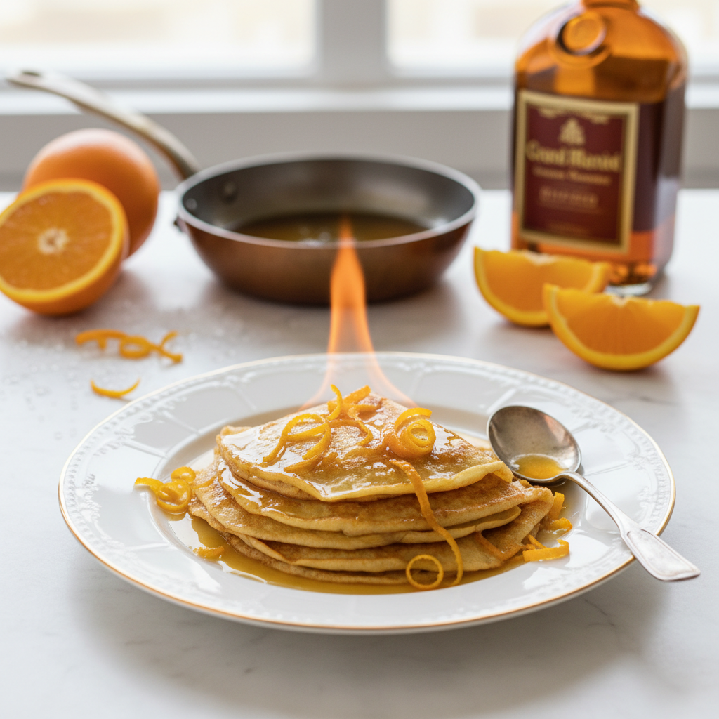 Photo de Recette de la crêpe Suzette flambée au Grand Marnier