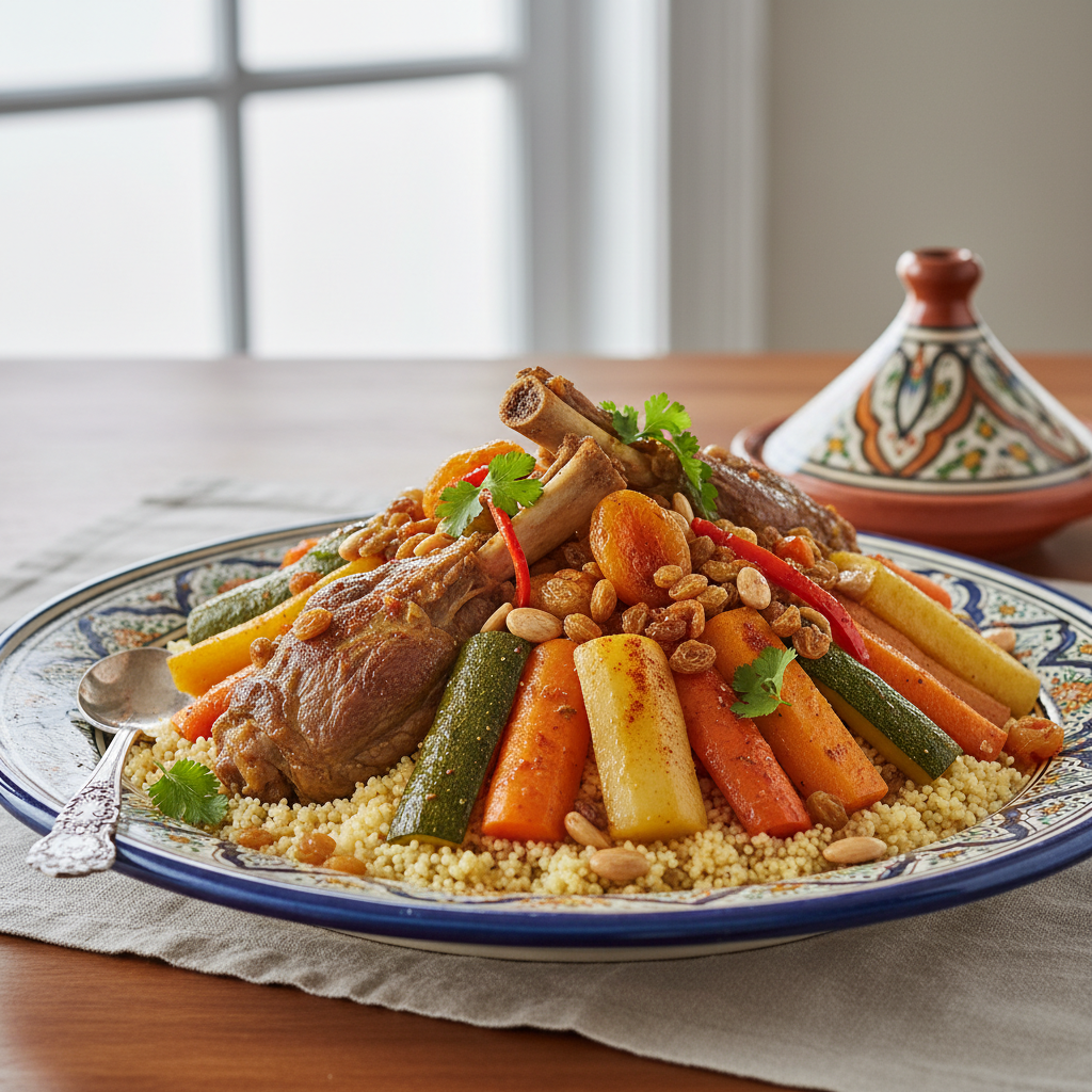 Photo de Recette de couscous marocain traditionnel à l'agneau