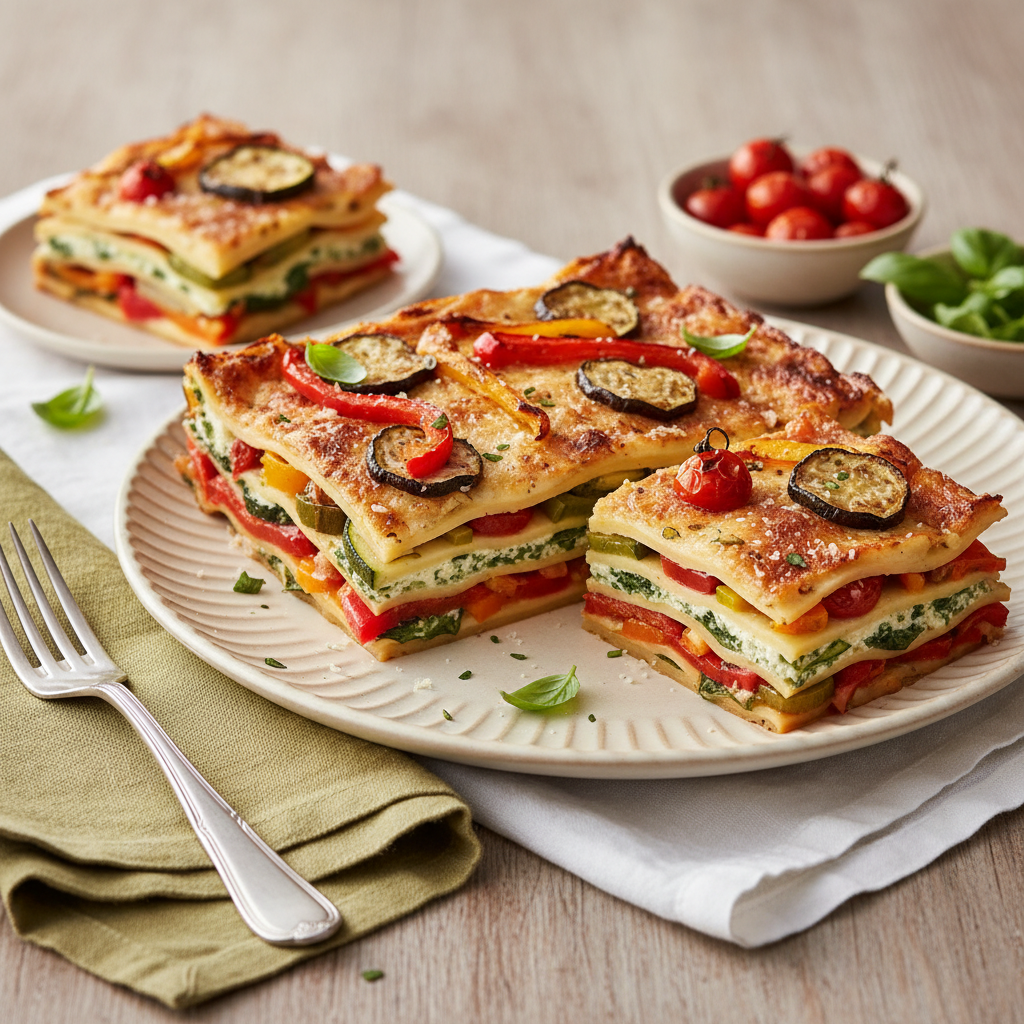 Photo de Recette des lasagnes végétariennes aux légumes rôtis