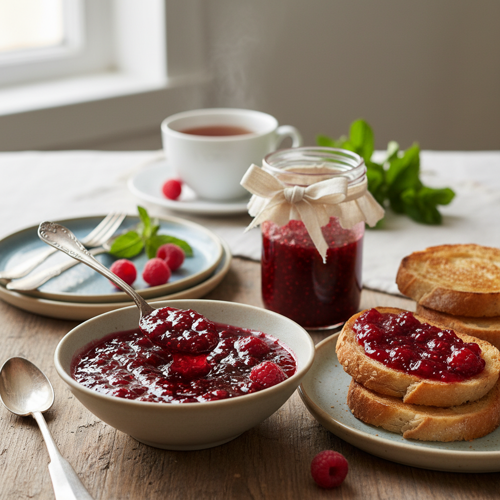 Photo de Recette de confiture de framboises intense et parfumée