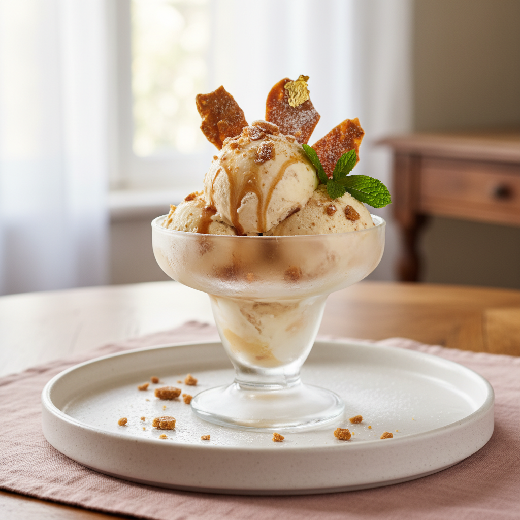 Photo de Recette de glace nougat onctueuse aux éclats croquants