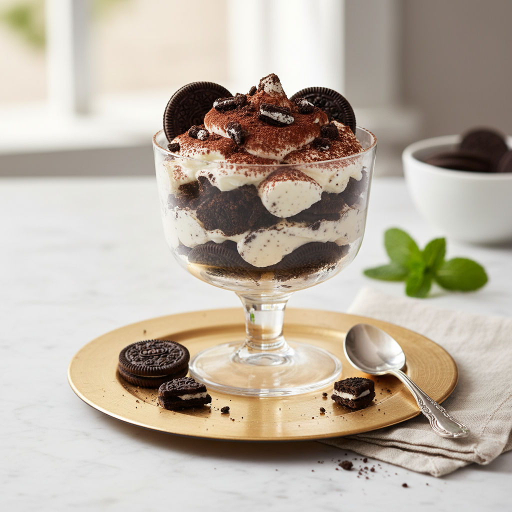 Photo de Recette du tiramisu oreo irrésistible aux éclats de biscuits