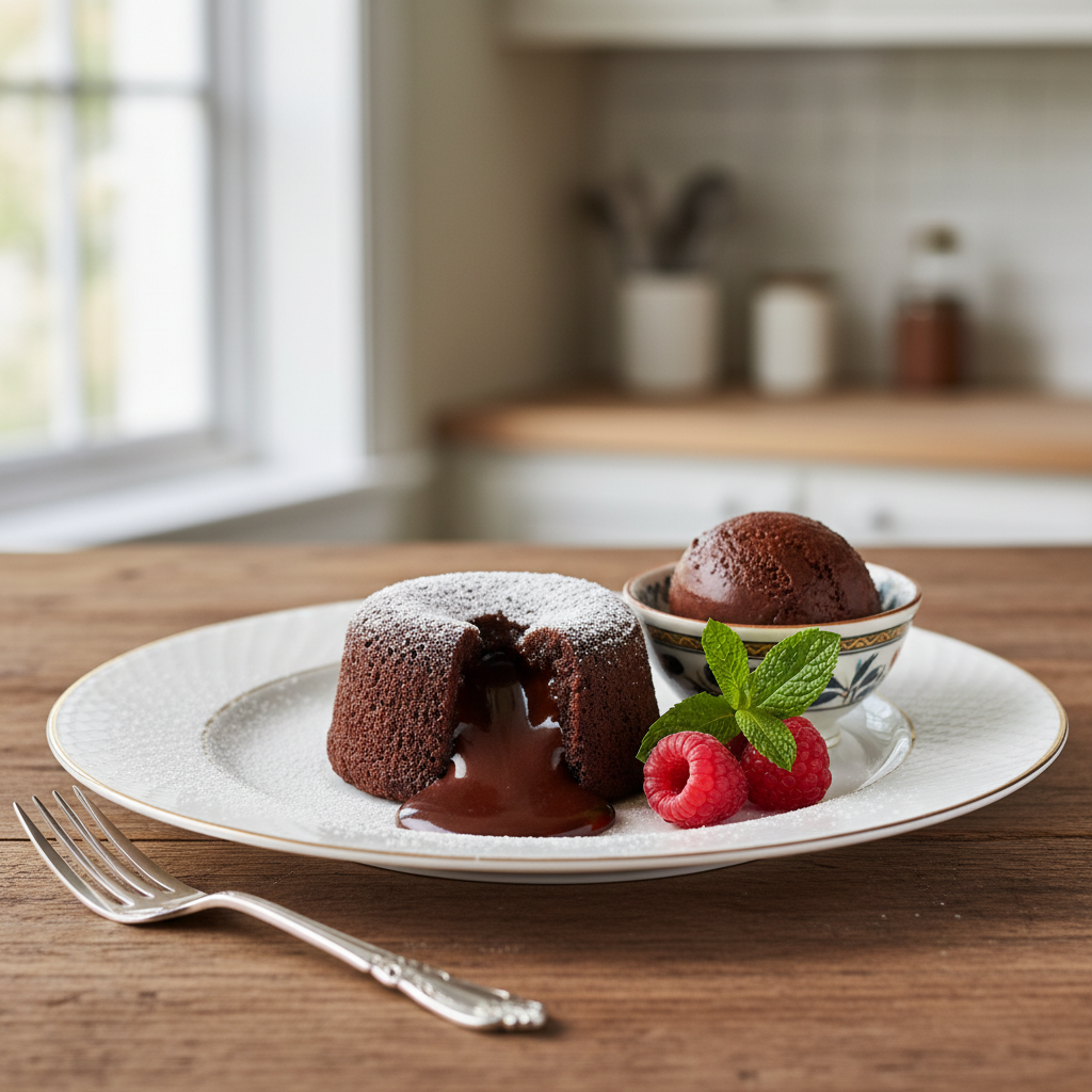 Photo de Recette de gâteau au chocolat intense et fondant à cœur