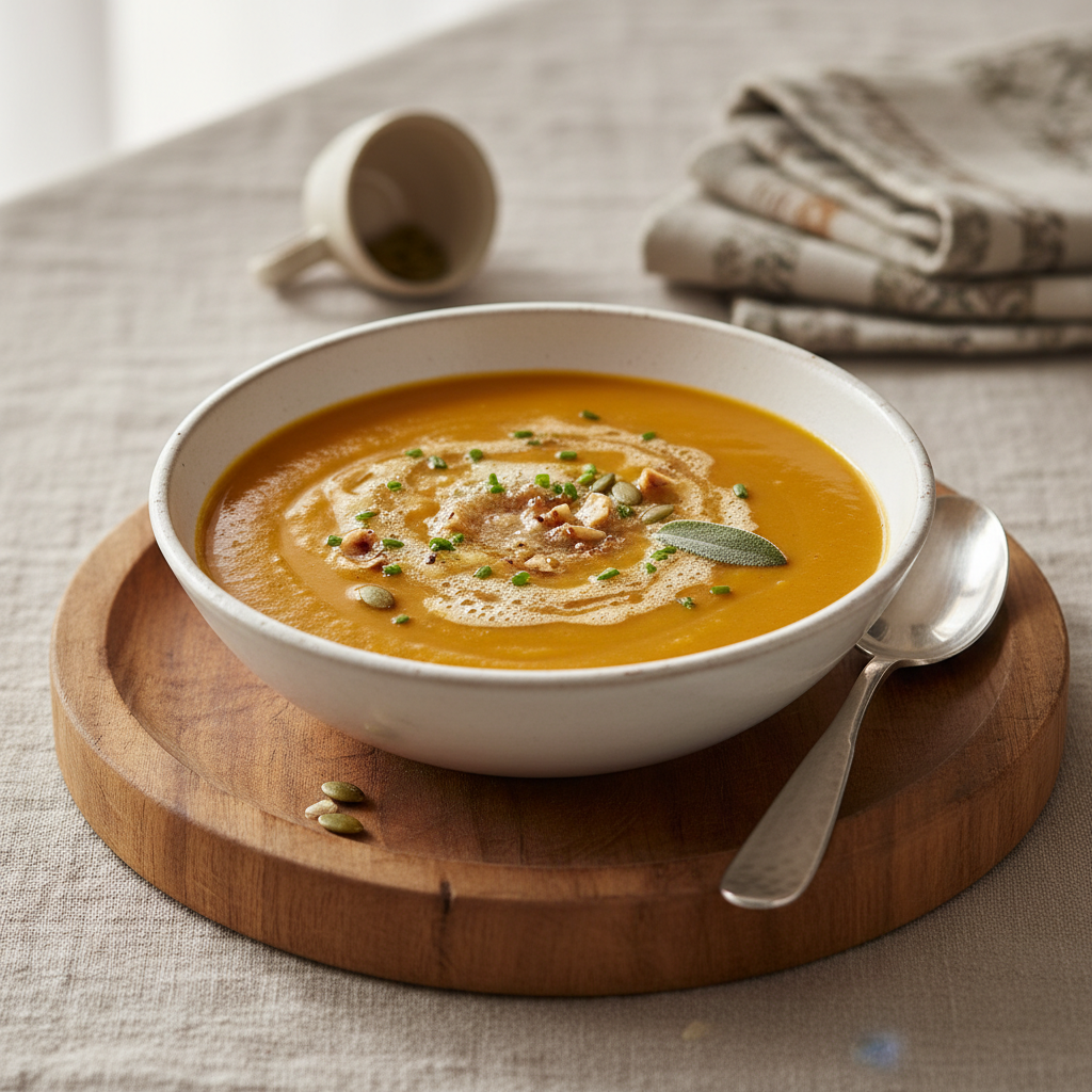 Photo de Recette de soupe de potiron onctueuse au beurre noisette