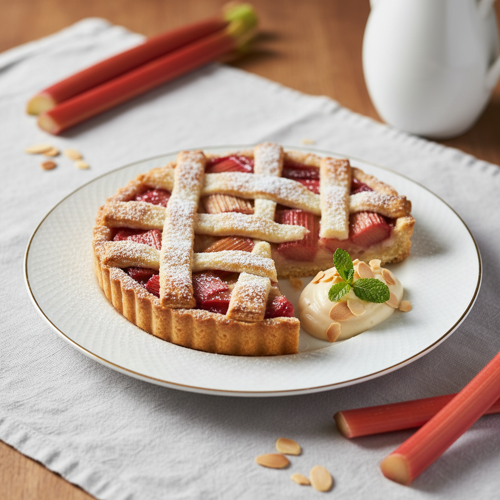 Photo de Recette de la tarte à la rhubarbe et crème d'amande