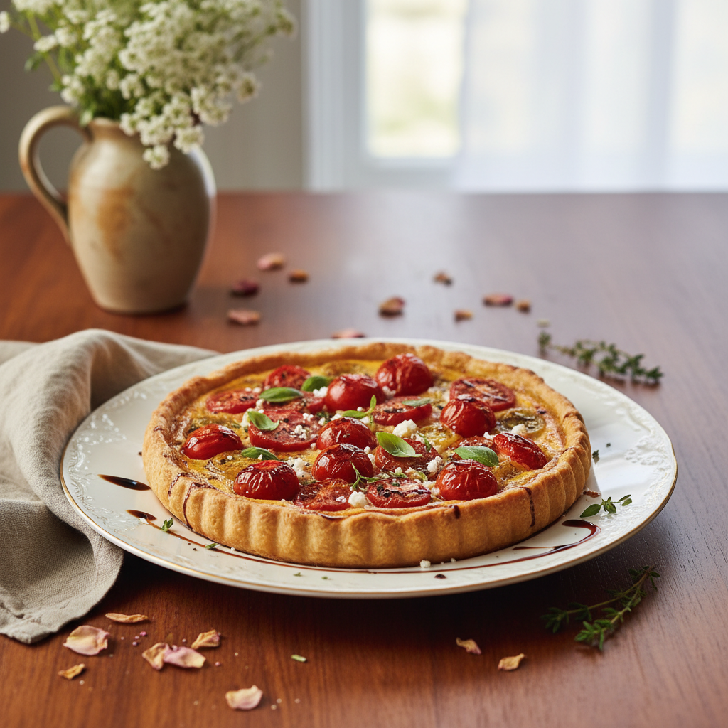 Photo de Recette de la tarte à la tomate fondante et croustillante