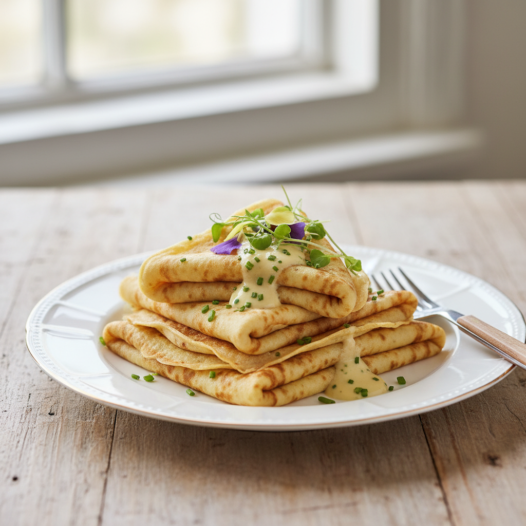 Photo de Recette des crêpes salées souples et savoureuses
