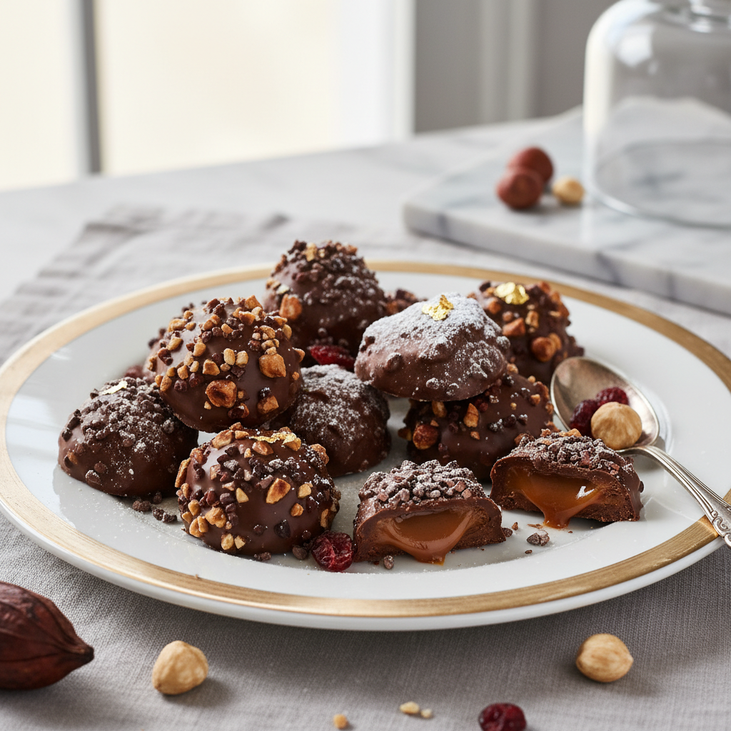 Photo de Recette de petits chocolats maison fondants et croquants