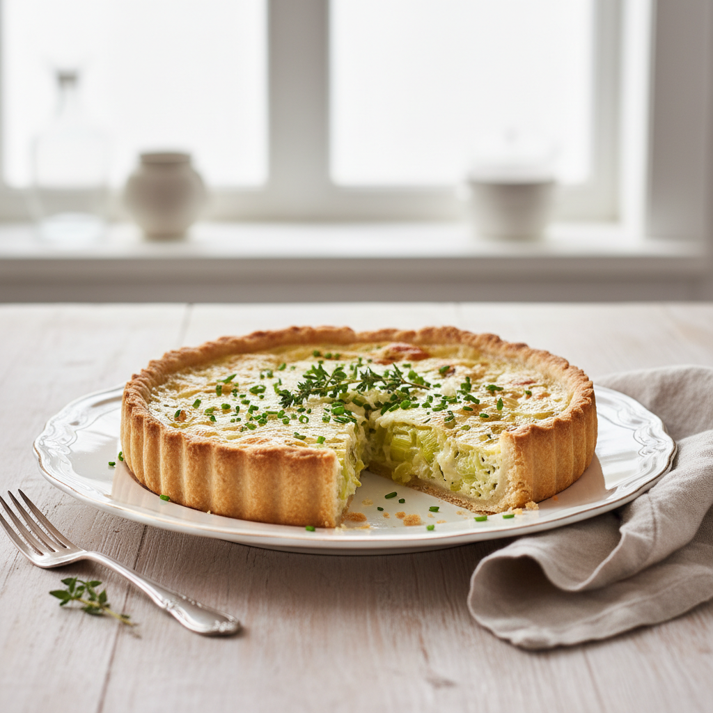 Photo de Recette de tarte aux poireaux onctueuse et croustillante