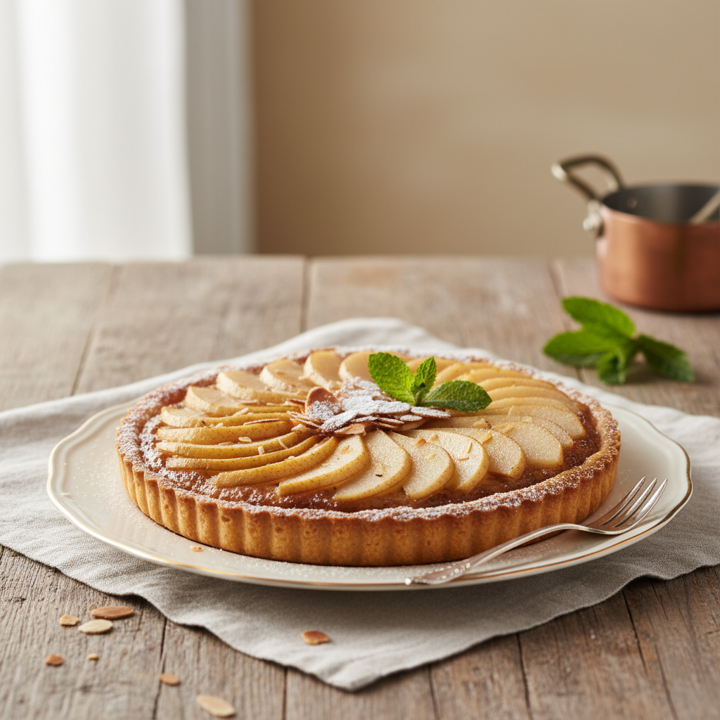 Photo de Recette de la tarte amandine aux poires fondantes