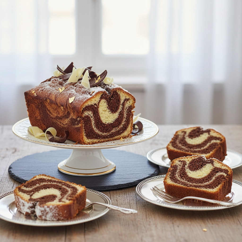 Photo de Recette de marbré moelleux vanille et chocolat d'antan