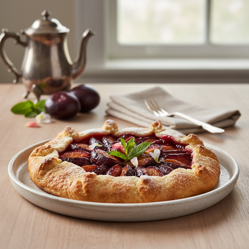 Photo de Recette de tarte aux prunes rustique et fondante