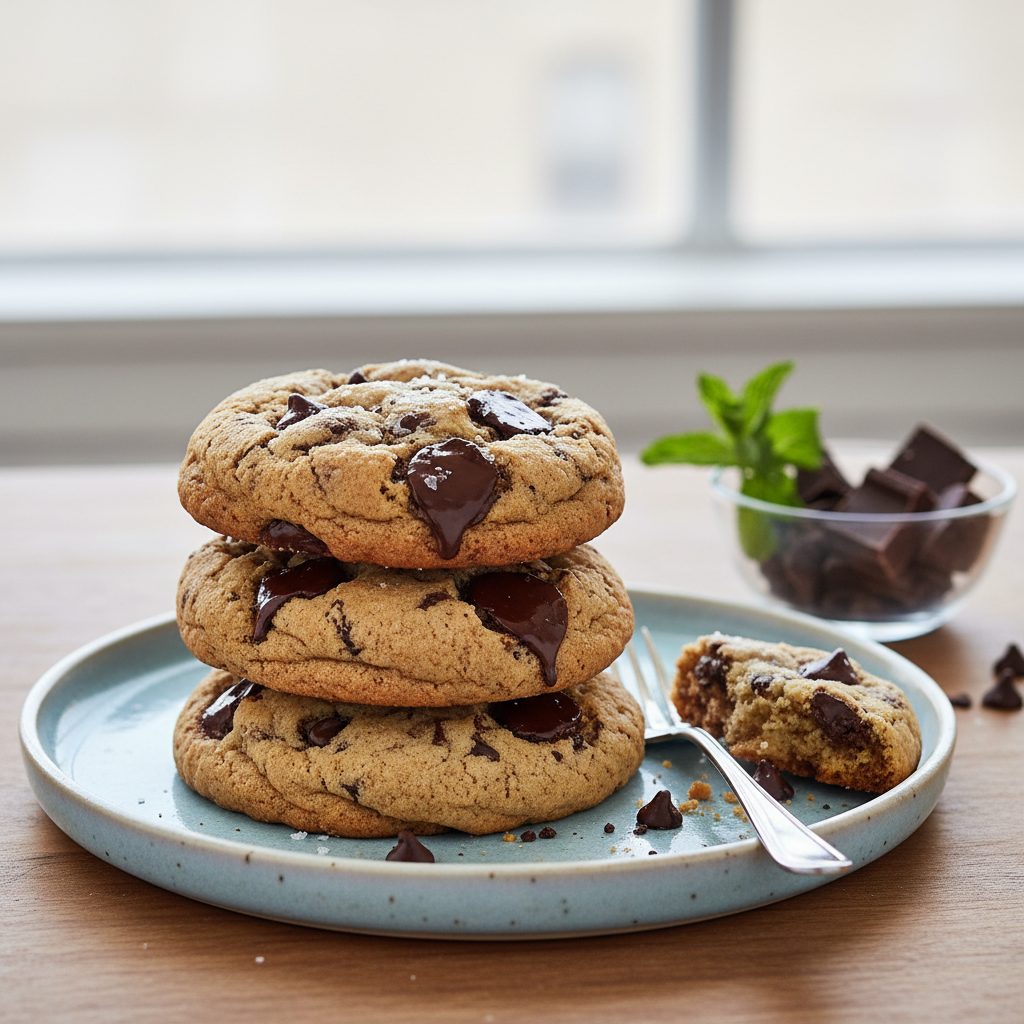 Photo de Recette de cookies moelleux aux pépites de chocolat noir