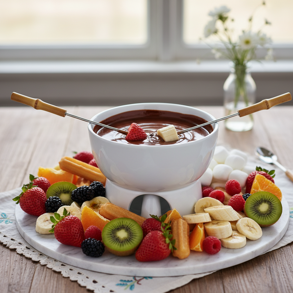 Photo de Recette de la fondue au chocolat onctueuse aux fruits