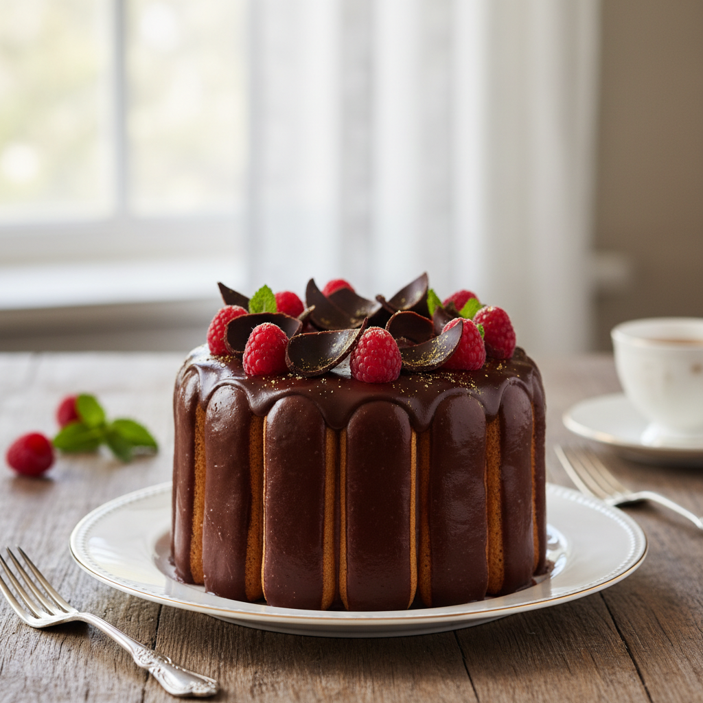 Photo de Recette de charlotte au chocolat noir intense et onctueuse