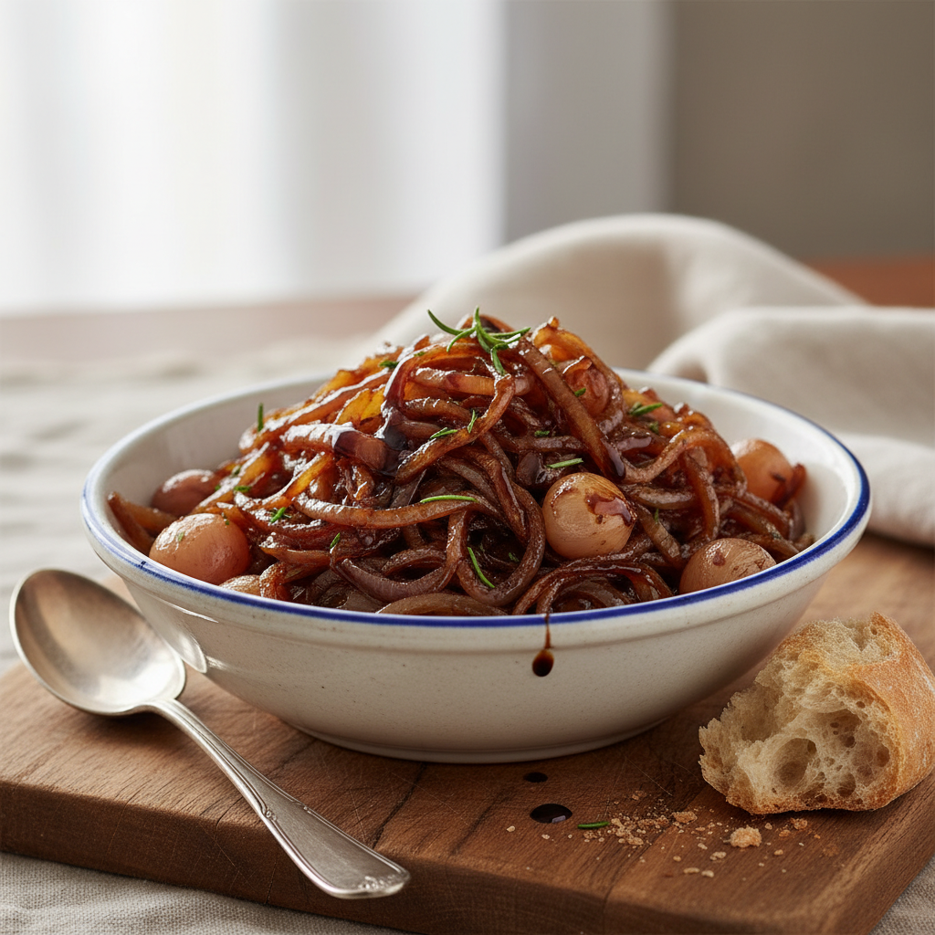 Photo de Recette de confit d'oignon traditionnel au vinaigre balsamique