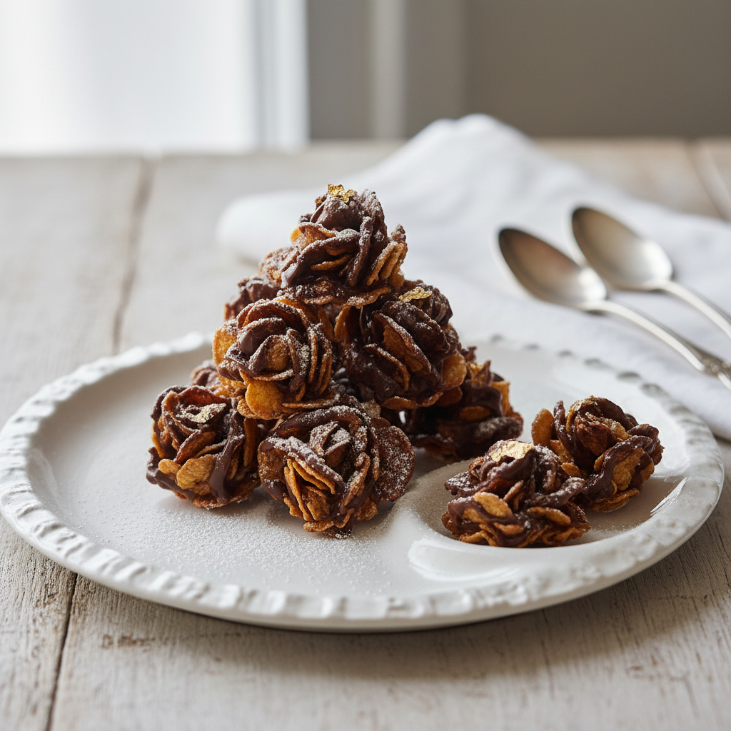 Photo de Recette des roses des sables croustillantes au chocolat noir