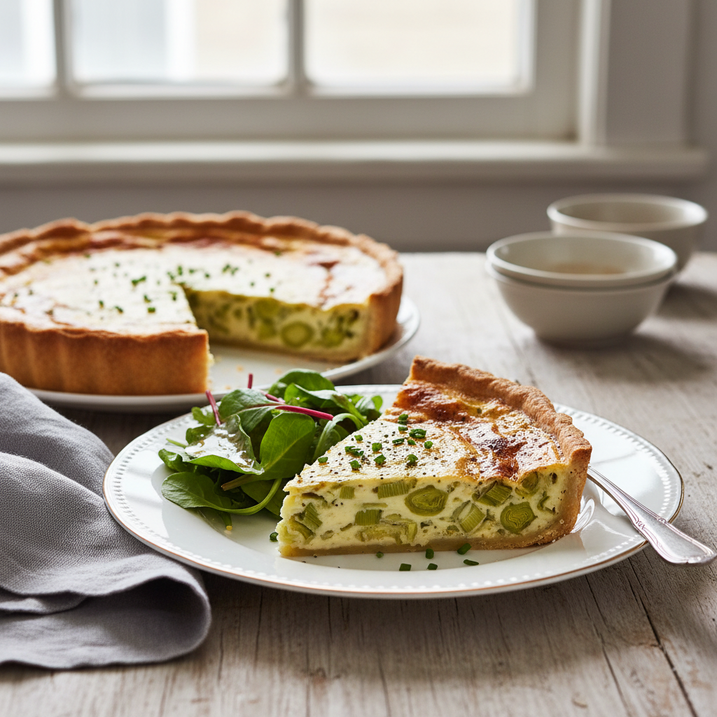 Photo de Recette de la tarte aux poireaux traditionnelle et onctueuse