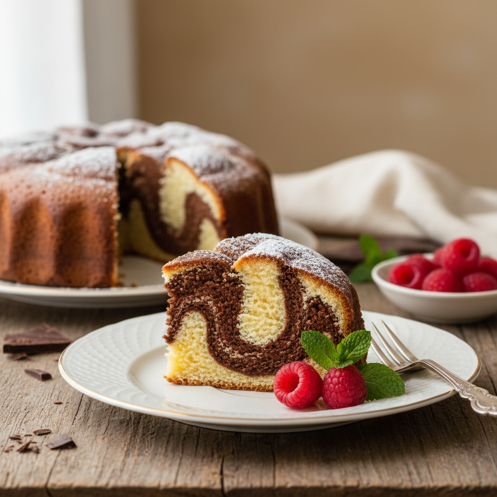 Photo de Recette de gâteau marbré chocolat vanille ultra moelleux