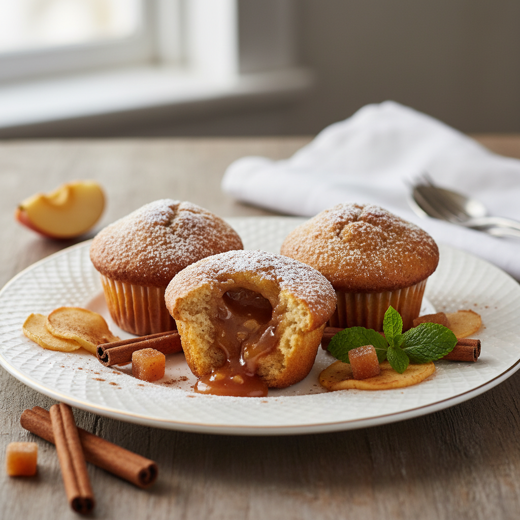 Photo de Recette de muffins aux pommes et cannelle cœur fondant