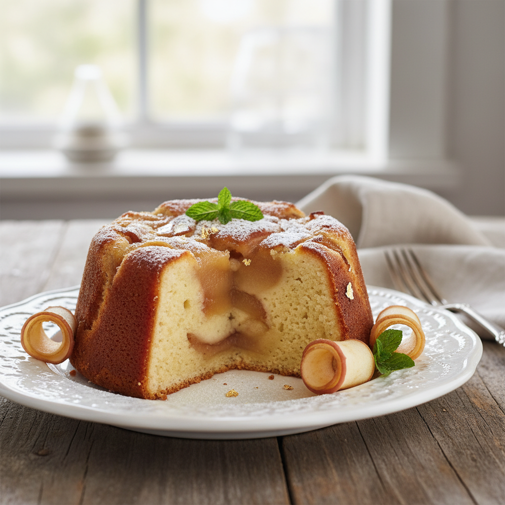 Photo de Recette du gâteau au yaourt et pommes caramélisées