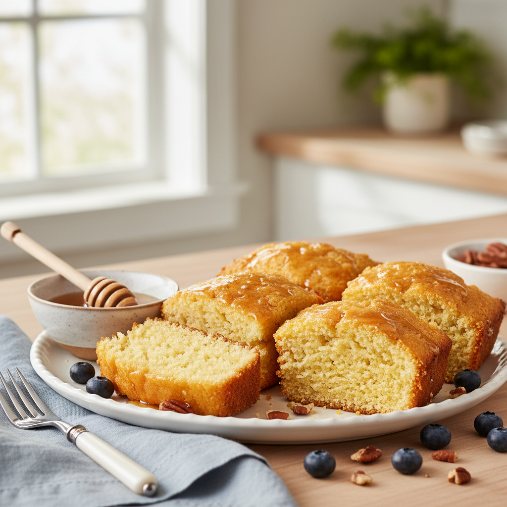 Photo de Recette du pain au maïs moelleux et doré au miel