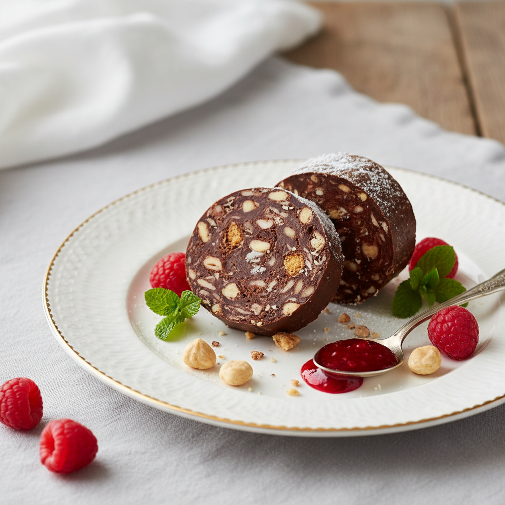 Photo de Recette de saucisson au chocolat croquant et gourmand